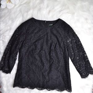 J.Crew Laced Women's top Black Scalloped Blouse